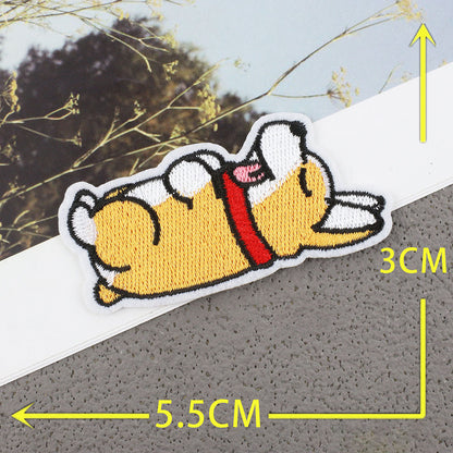 Bordir Patch Karakter Kartun Hewan Anjing Dog Corgi Shiba Bulldog Series Iron On Iron Patch Setrika Baju