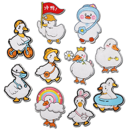 Bordir Patch Karakter Kartun Hewan Bebek Lucu Duck Series Iron On Iron Patch Setrika Baju