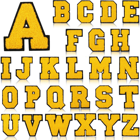 Bordir Patch Huruf Abjad Capital Letter Yellow Series Iron On Iron Patch Setrika Baju