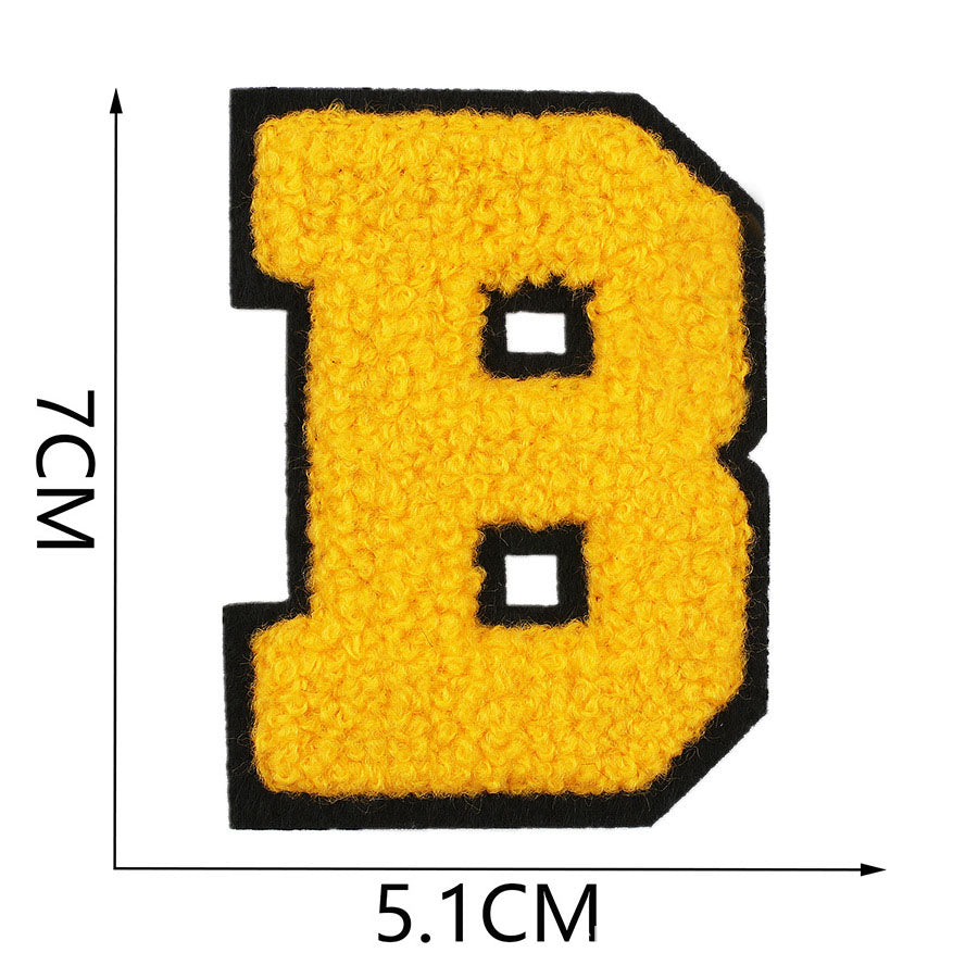 Bordir Patch Huruf Abjad Capital Letter Yellow Series Iron On Iron Patch Setrika Baju
