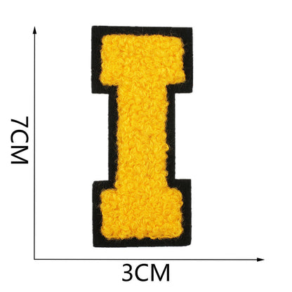 Bordir Patch Huruf Abjad Capital Letter Yellow Series Iron On Iron Patch Setrika Baju