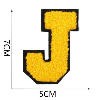 Bordir Patch Huruf Abjad Capital Letter Yellow Series Iron On Iron Patch Setrika Baju