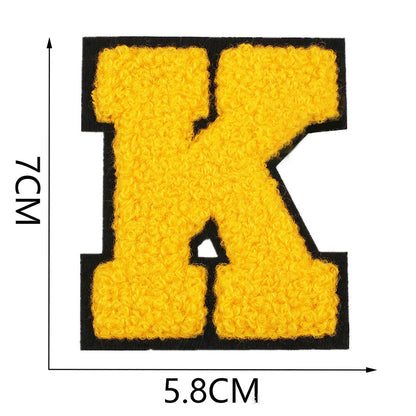 Bordir Patch Huruf Abjad Capital Letter Yellow Series Iron On Iron Patch Setrika Baju