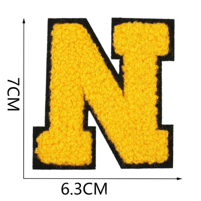 Bordir Patch Huruf Abjad Capital Letter Yellow Series Iron On Iron Patch Setrika Baju