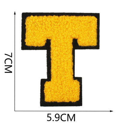 Bordir Patch Huruf Abjad Capital Letter Yellow Series Iron On Iron Patch Setrika Baju