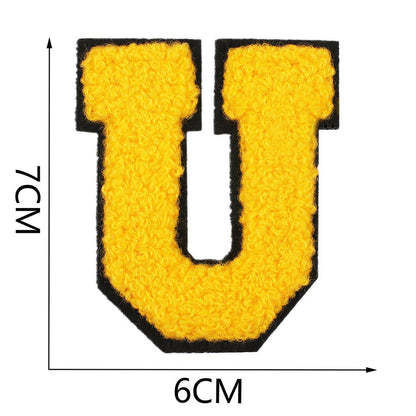 Bordir Patch Huruf Abjad Capital Letter Yellow Series Iron On Iron Patch Setrika Baju