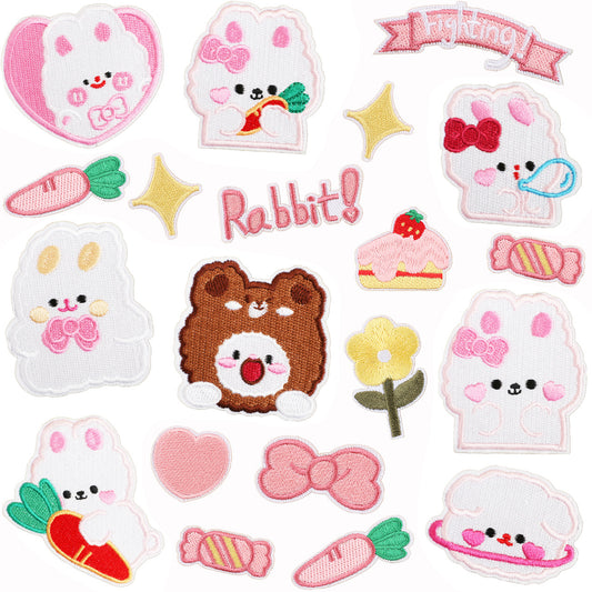 Bordir Patch Karakter Kartun Hewan Kelinci Lucu Rabbit Bunny Series Iron On Iron Patch Setrika Baju