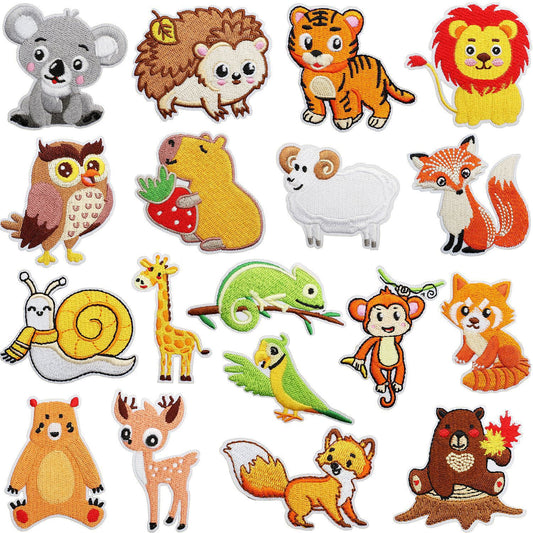 Bordir Patch Karakter Kartun Hewan Fox Capybara Dino Animal Series Iron On Iron Patch Setrika Baju