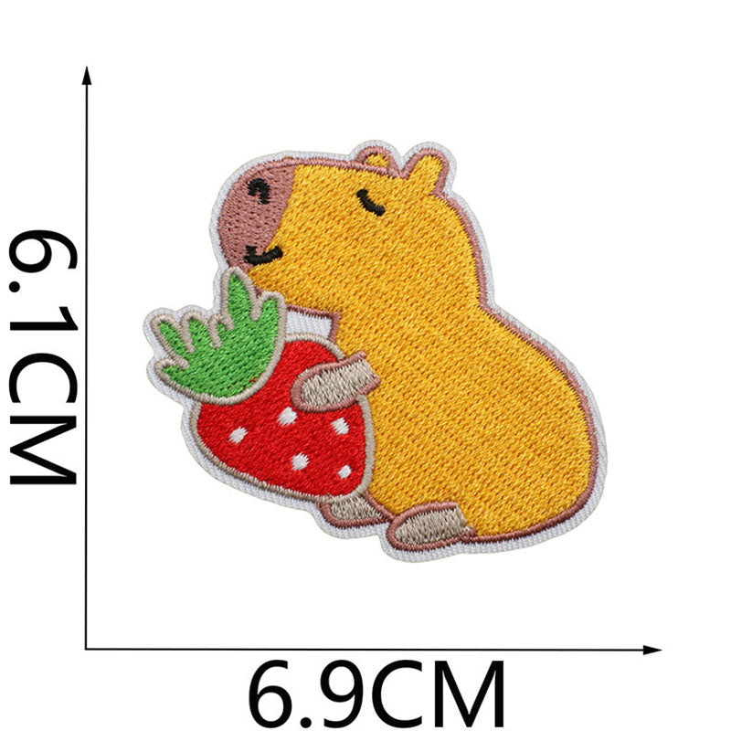 Bordir Patch Karakter Kartun Hewan Fox Capybara Dino Animal Series Iron On Iron Patch Setrika Baju