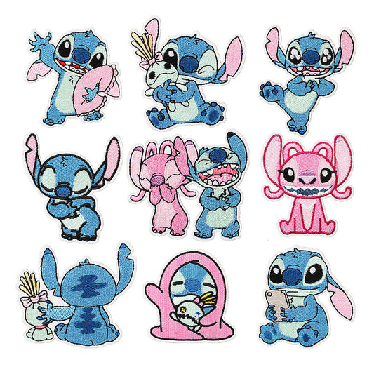 Bordir Patch Karakter Kartun Stitch Lilo Series Iron On Iron Patch Setrika Baju