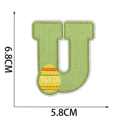 Bordir Patch Huruf Abjad Capital Letter Easter Series Iron On Iron Patch Setrika Baju Tema Paskah