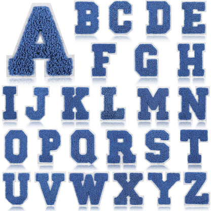 Bordir Patch Huruf Abjad Capital Letter Blue Series Iron On Iron Patch Setrika Baju