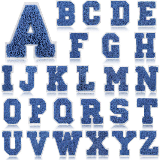 Bordir Patch Huruf Abjad Capital Letter Blue Series Iron On Iron Patch Setrika Baju