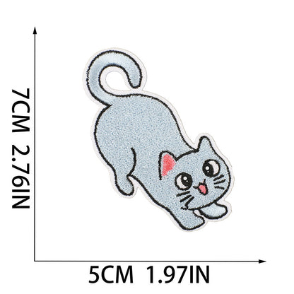 Bordir Patch Karakter Kartun Hewan Kucing Cat Animal Series Iron On Iron Patch Setrika Baju C