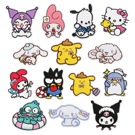 Bordir Patch Karakter Kartun Sanrio Kitty Melody Cinnamonroll Kuromi Series Iron On Iron Patch Setrika Baju