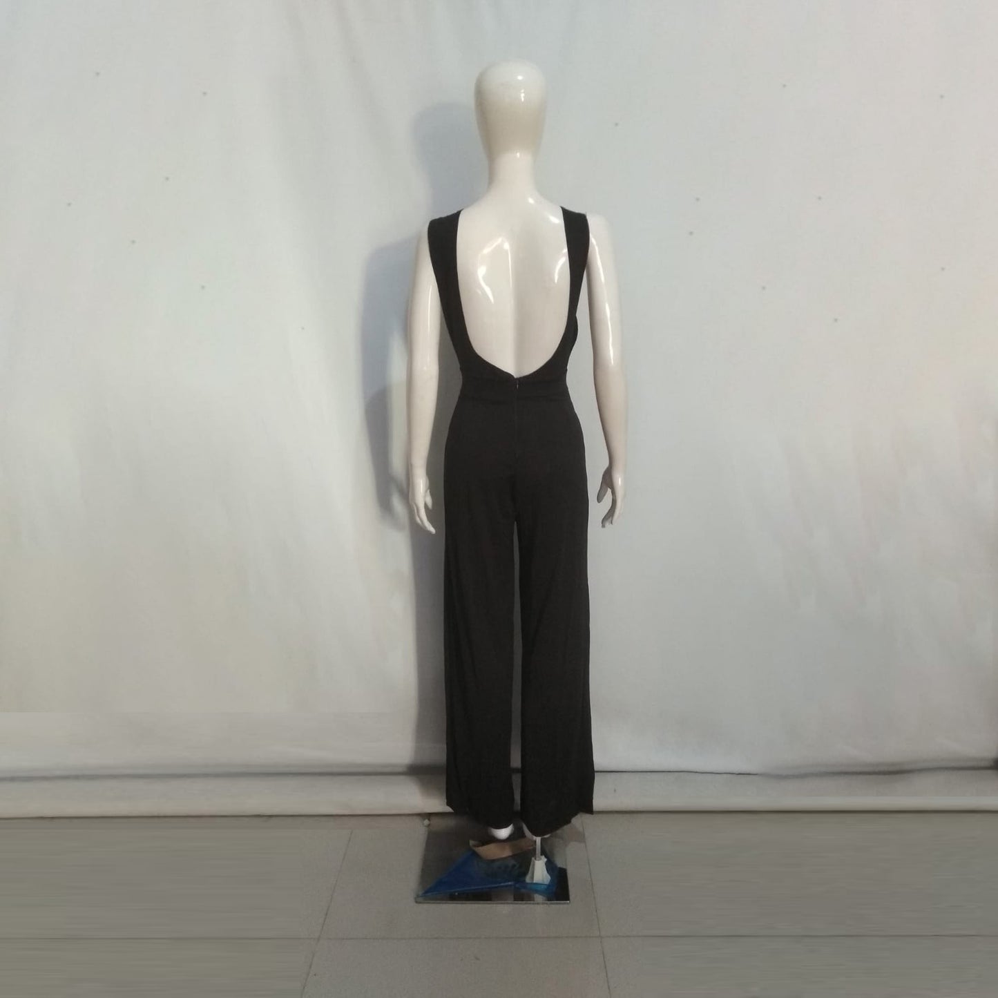 Black Jumpsuit Sexy Backless Wide Leg Sleeveless Elegant Woman Fashion