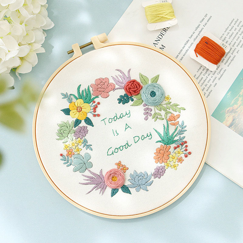 Set Sulam Tangan Pola Pemula Lukisan Hand Embroidery Stater Kit seri F