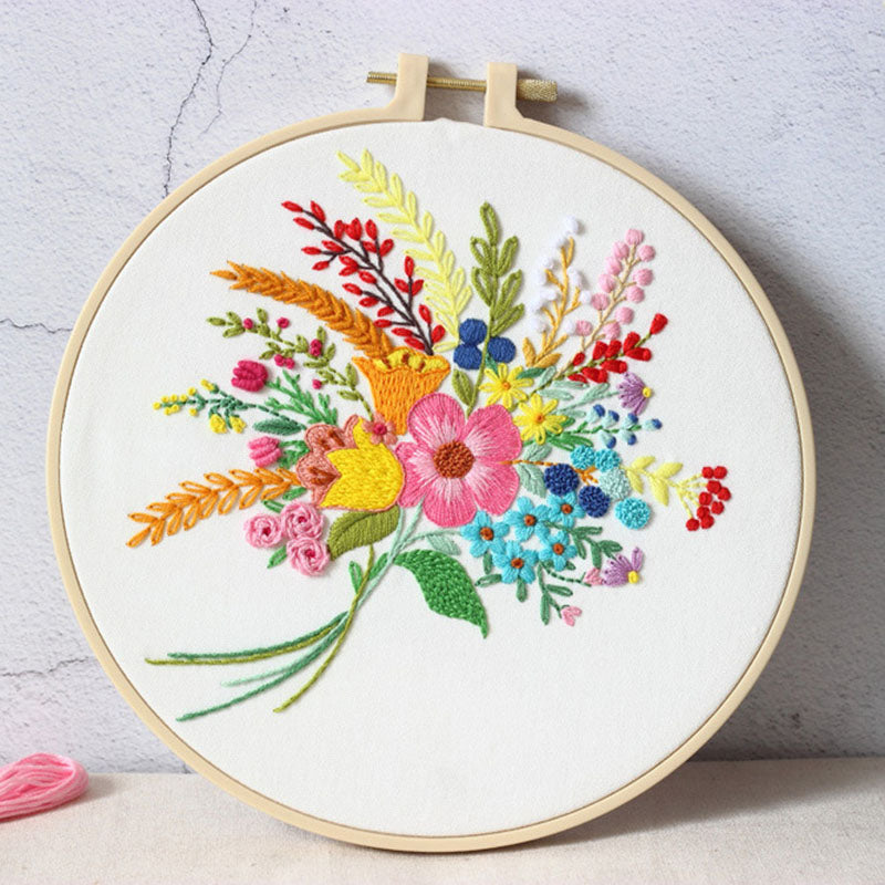 DIY Paket Sulam Tangan Set Menyulam Hand Embroidery Needle Kit Jahit Bordir Flower Bunga 2
