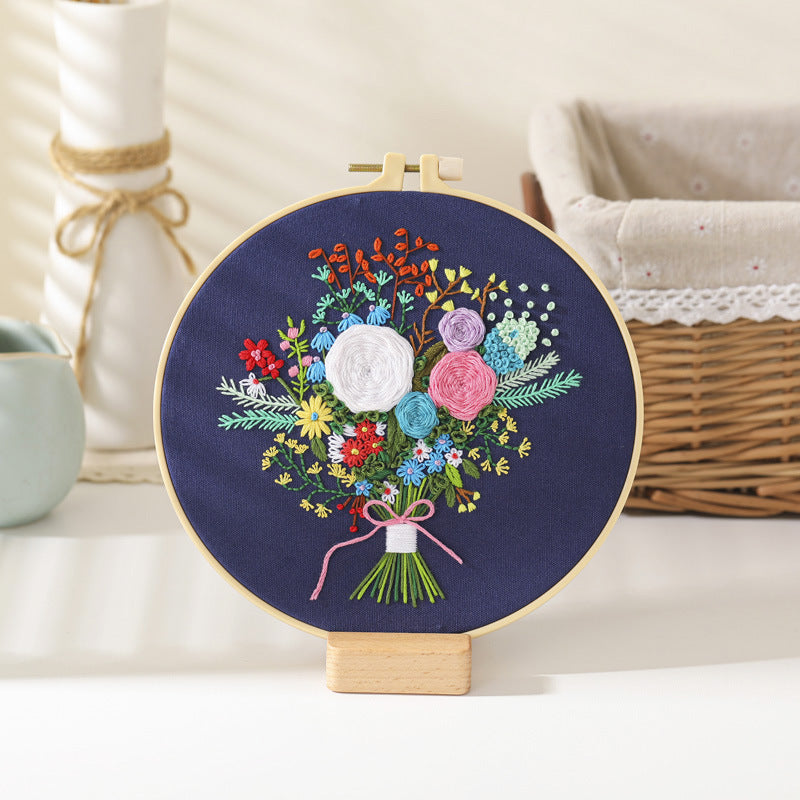 DIY Paket Sulam Tangan Set Menyulam Hand Embroidery Needle Kit Jahit Bordir Flower Bunga
