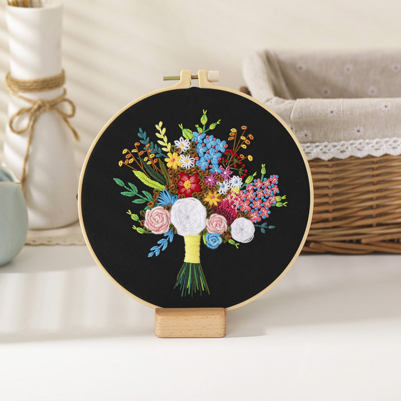 DIY Paket Sulam Tangan Set Menyulam Hand Embroidery Needle Kit Jahit Bordir Flower Bunga