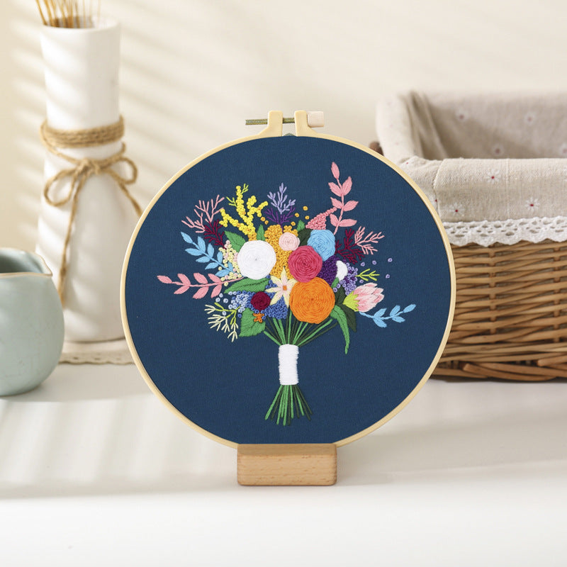 DIY Paket Sulam Tangan Set Menyulam Hand Embroidery Needle Kit Jahit Bordir Flower Bunga