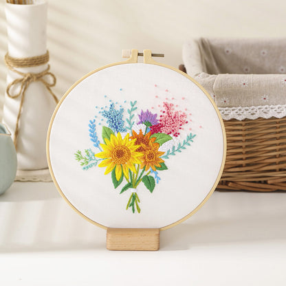 DIY Paket Sulam Tangan Set Menyulam Hand Embroidery Needle Kit Jahit Bordir Flower Bunga