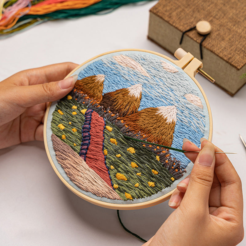 DIY Paket Sulam Tangan Set Menyulam Hand Embroidery Needle Kit Jahit Bordir Scenery