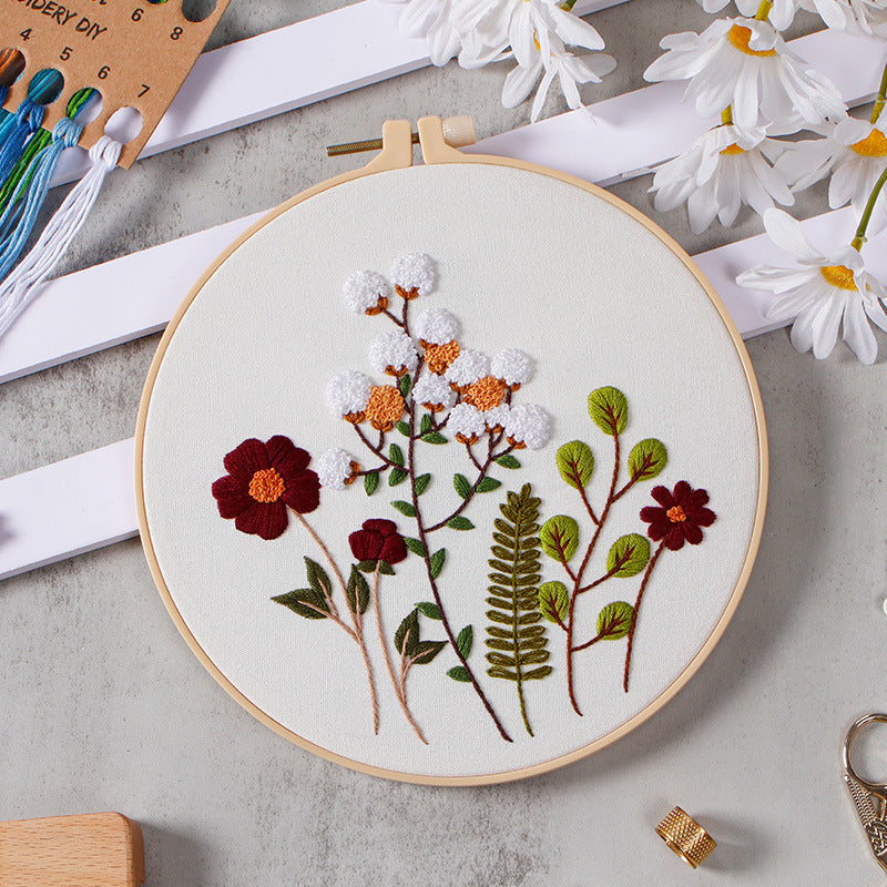 DIY Paket Sulam Tangan Set Menyulam Hand Embroidery Needle Kit Jahit Bordir Flower Bunga
