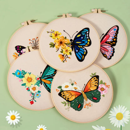 DIY Paket Sulam Tangan Set Menyulam Hand Embroidery Needle Kit Jahit Bordir Butterfly