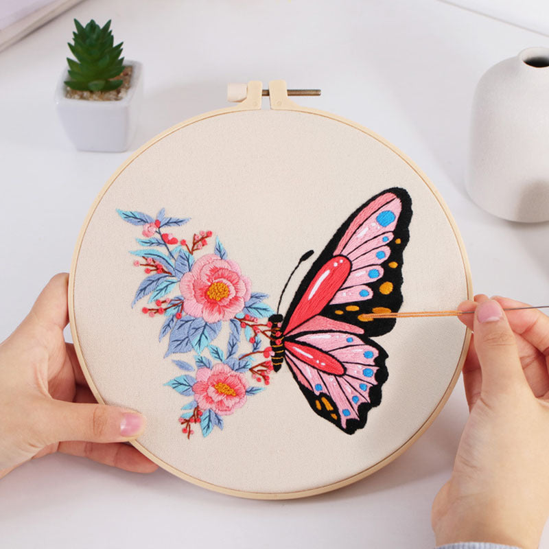 DIY Paket Sulam Tangan Set Menyulam Hand Embroidery Needle Kit Jahit Bordir Butterfly