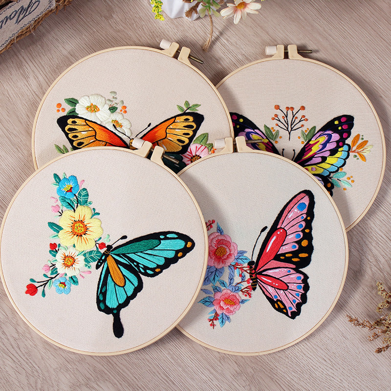 DIY Paket Sulam Tangan Set Menyulam Hand Embroidery Needle Kit Jahit Bordir Butterfly