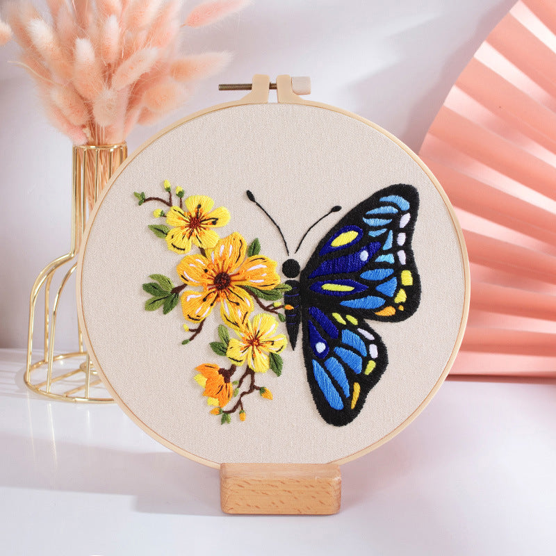 DIY Paket Sulam Tangan Set Menyulam Hand Embroidery Needle Kit Jahit Bordir Butterfly