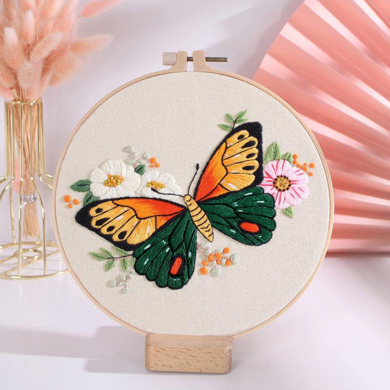 DIY Paket Sulam Tangan Set Menyulam Hand Embroidery Needle Kit Jahit Bordir Butterfly