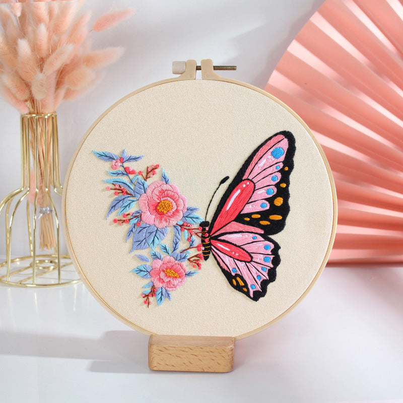 DIY Paket Sulam Tangan Set Menyulam Hand Embroidery Needle Kit Jahit Bordir Butterfly