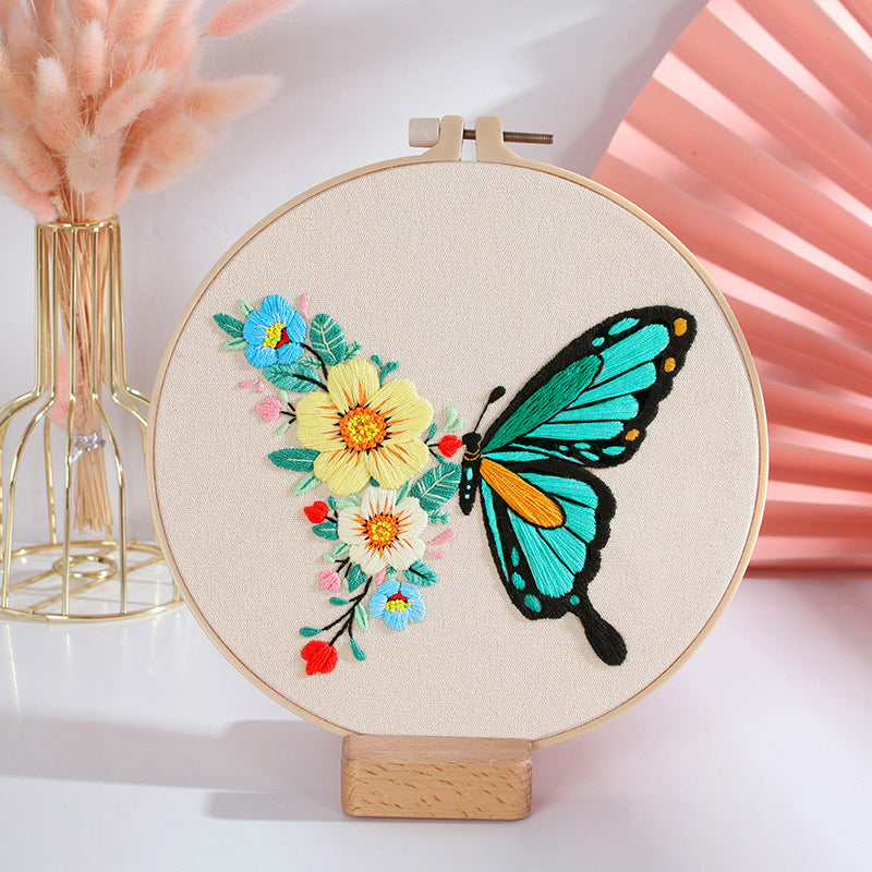 DIY Paket Sulam Tangan Set Menyulam Hand Embroidery Needle Kit Jahit Bordir Butterfly