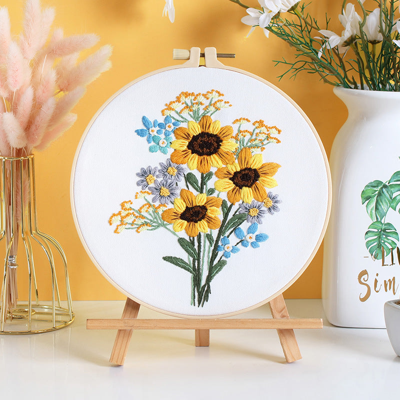 DIY Paket Sulam Tangan Set Menyulam Hand Embroidery Needle Kit Jahit Bordir Flower Bunga