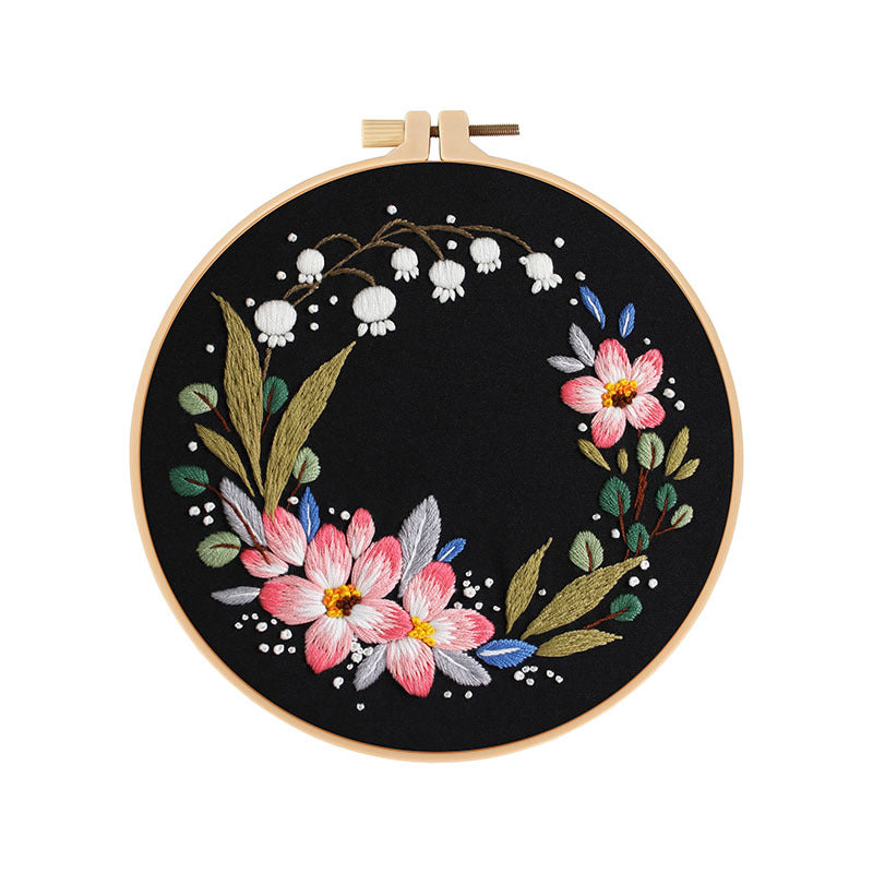DIY Paket Sulam Tangan Set Menyulam Hand Embroidery Needle Kit Jahit Bordir Flower Bunga 2