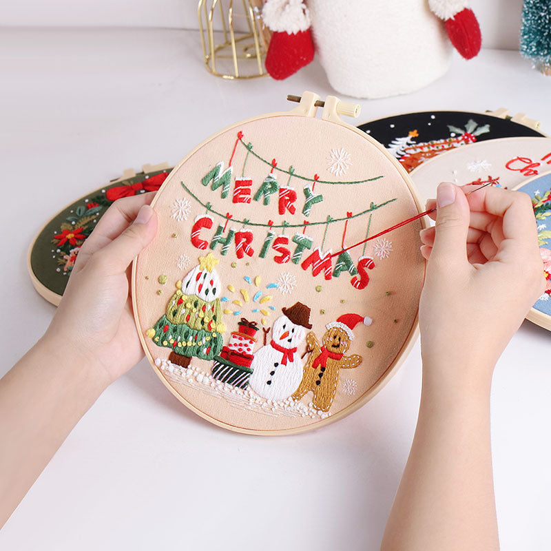 DIY Paket Sulam Tangan Set Menyulam Hand Embroidery Needle Kit Jahit Bordir Natal Christmas