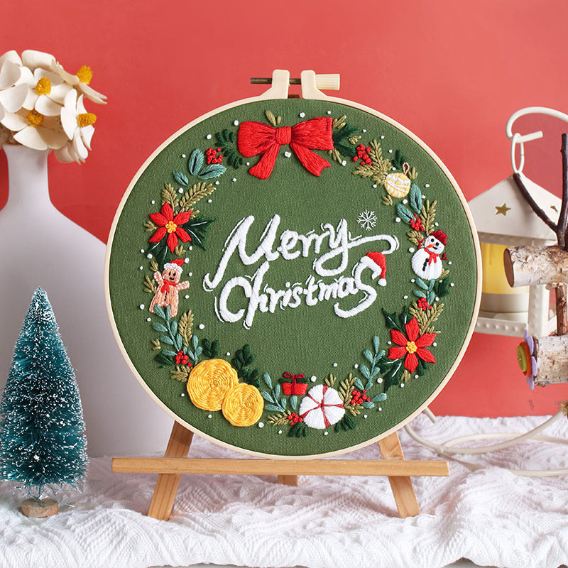 DIY Paket Sulam Tangan Set Menyulam Hand Embroidery Needle Kit Jahit Bordir Natal Christmas