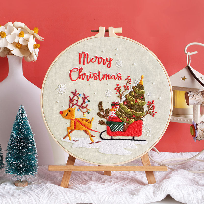 DIY Paket Sulam Tangan Set Menyulam Hand Embroidery Needle Kit Jahit Bordir Natal Christmas