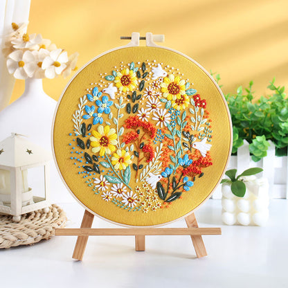 DIY Paket Sulam Tangan Set Menyulam Hand Embroidery Needle Kit Jahit Bordir Flower Bunga 2