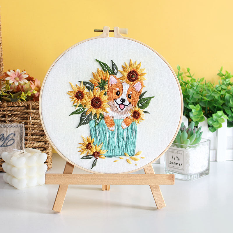 DIY Paket Sulam Tangan Set Menyulam Hand Embroidery Needle Kit Jahit Bordir Dog Puppy Anjing