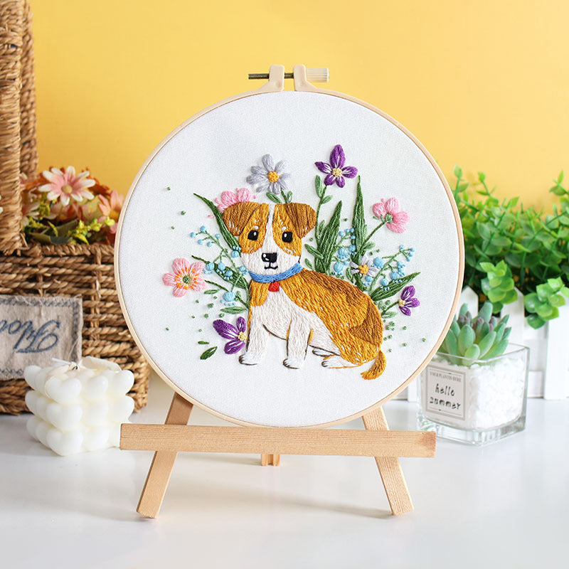 DIY Paket Sulam Tangan Set Menyulam Hand Embroidery Needle Kit Jahit Bordir Dog Puppy Anjing