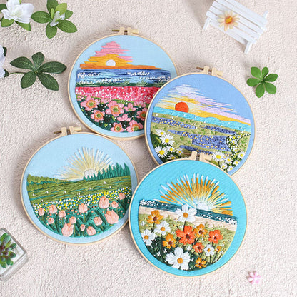 DIY Paket Sulam Tangan Set Menyulam Hand Embroidery Needle Kit Jahit Bordir Mountain