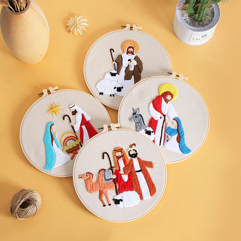 DIY Paket Sulam Tangan Set Menyulam Hand Embroidery Needle Kit Jahit Bordir Christian Religi Natal Christmas