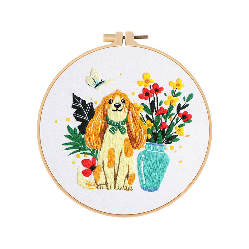 DIY Paket Sulam Tangan Set Menyulam Hand Embroidery Needle Kit Jahit Bordir Dog Puppy Anjing