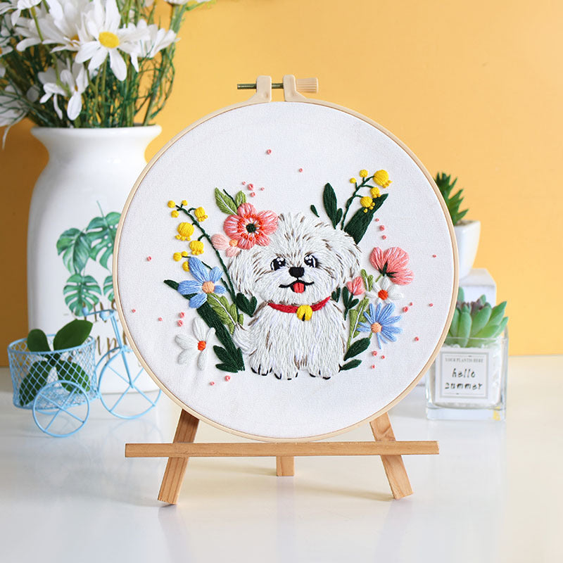 DIY Paket Sulam Tangan Set Menyulam Hand Embroidery Needle Kit Jahit Bordir Dog Puppy Anjing