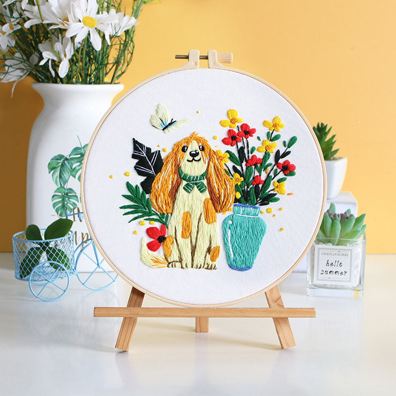 DIY Paket Sulam Tangan Set Menyulam Hand Embroidery Needle Kit Jahit Bordir Dog Puppy Anjing