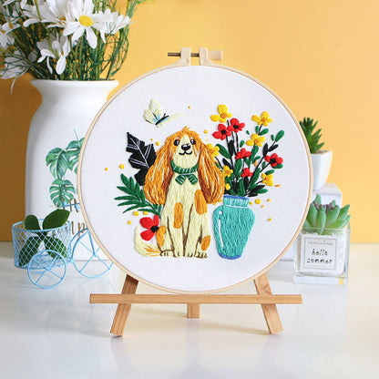DIY Paket Sulam Tangan Set Menyulam Hand Embroidery Needle Kit Jahit Bordir Dog Puppy Anjing