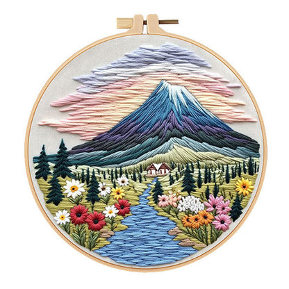 DIY Paket Sulam Tangan Set Menyulam Hand Embroidery Needle Kit Jahit Bordir Mountain